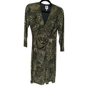 Anne Klein mixed animal print wrap dress, Size 6